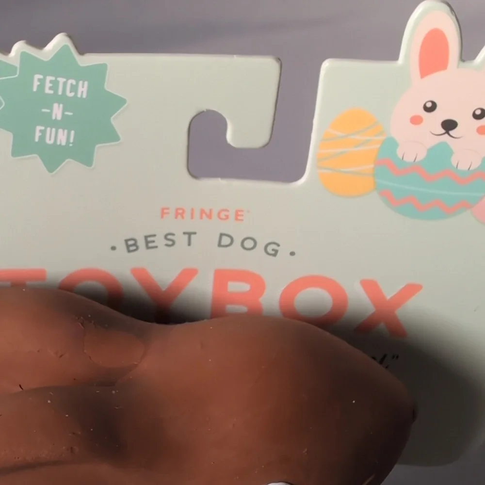 Fringe Best Dog Toy Box Squeak -N-Play Latex Chocolate Bunny Easter Toy